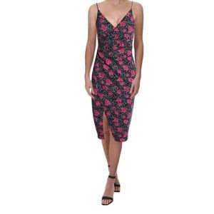 Floral Pink and Black Women's Dress